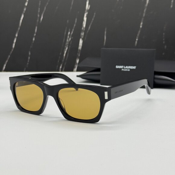 NEW SAINT LAURENT SL402 010 SUNGLASSES UNISEX BLACK/YELLOW EYEWEAR SL 402 010 - Picture 1 of 10